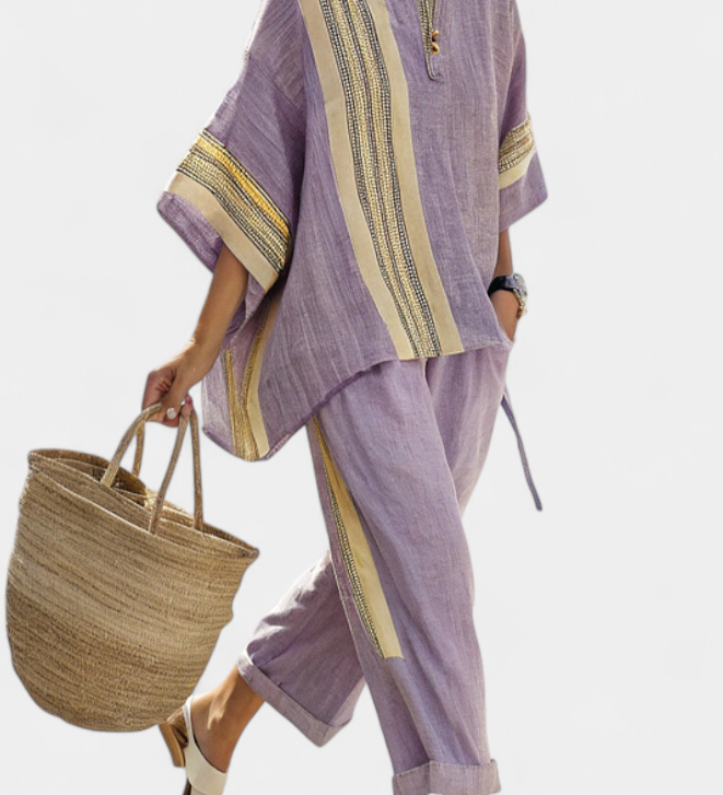 Lorena - Conjunto Boho Linho e Bambu