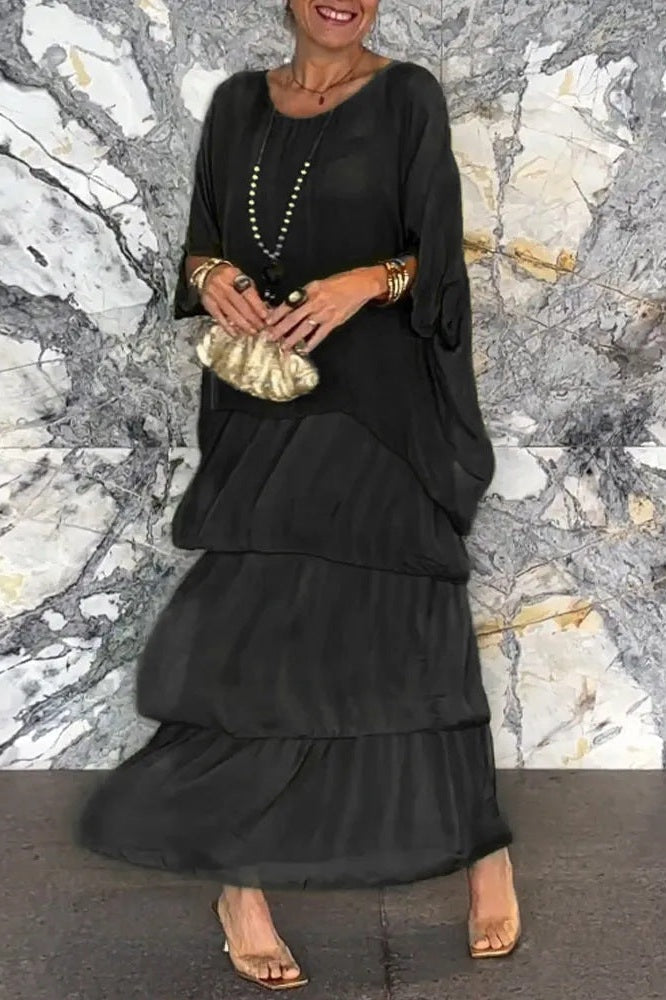 Vestido Capa Nora - Preto