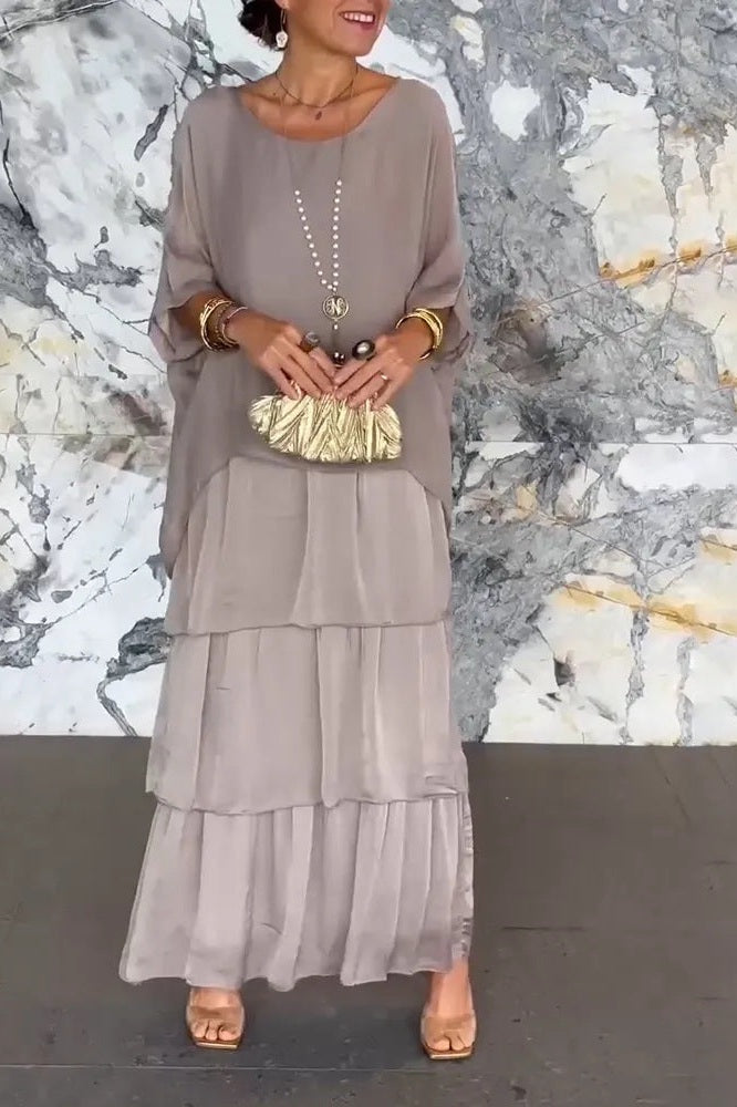 Vestido Capa Nora - Cinza
