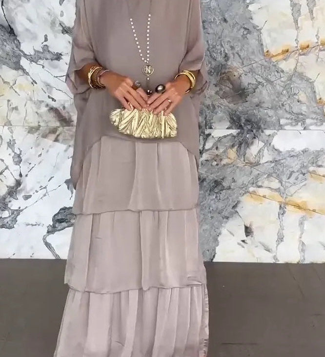 Vestido Capa Nora - Cinza