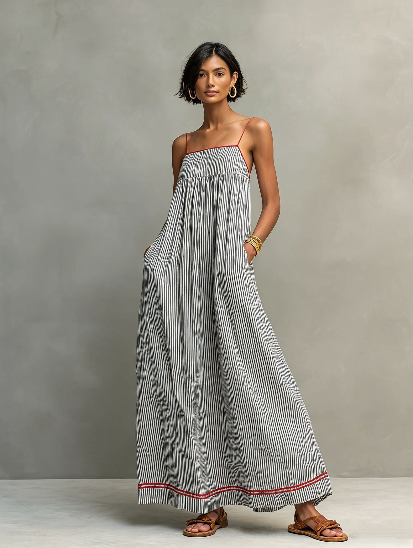 Vestido elegante longo sem mangas