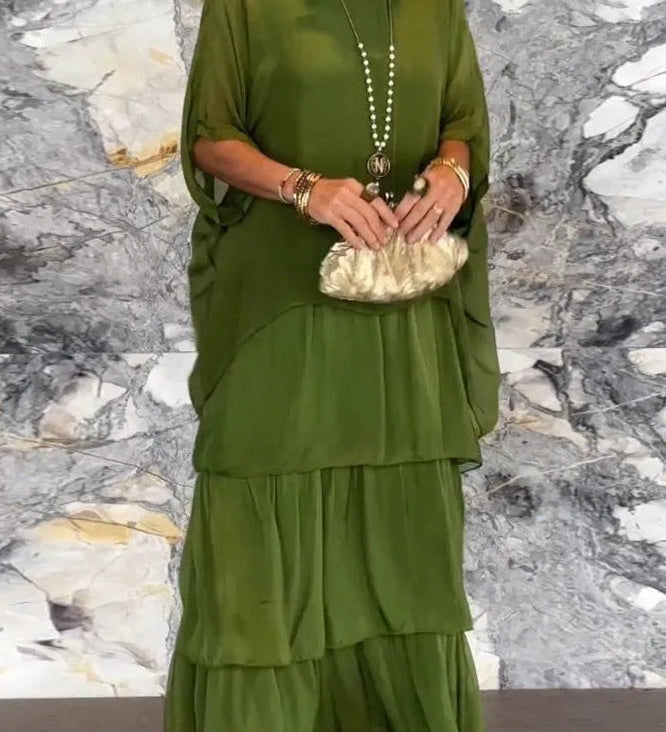 Vestido Capa Nora - Verde Oliva