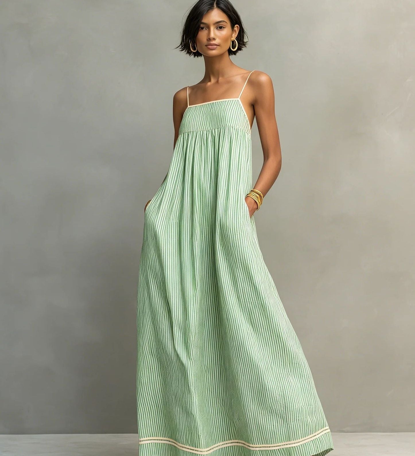 Vestido elegante longo sem mangas