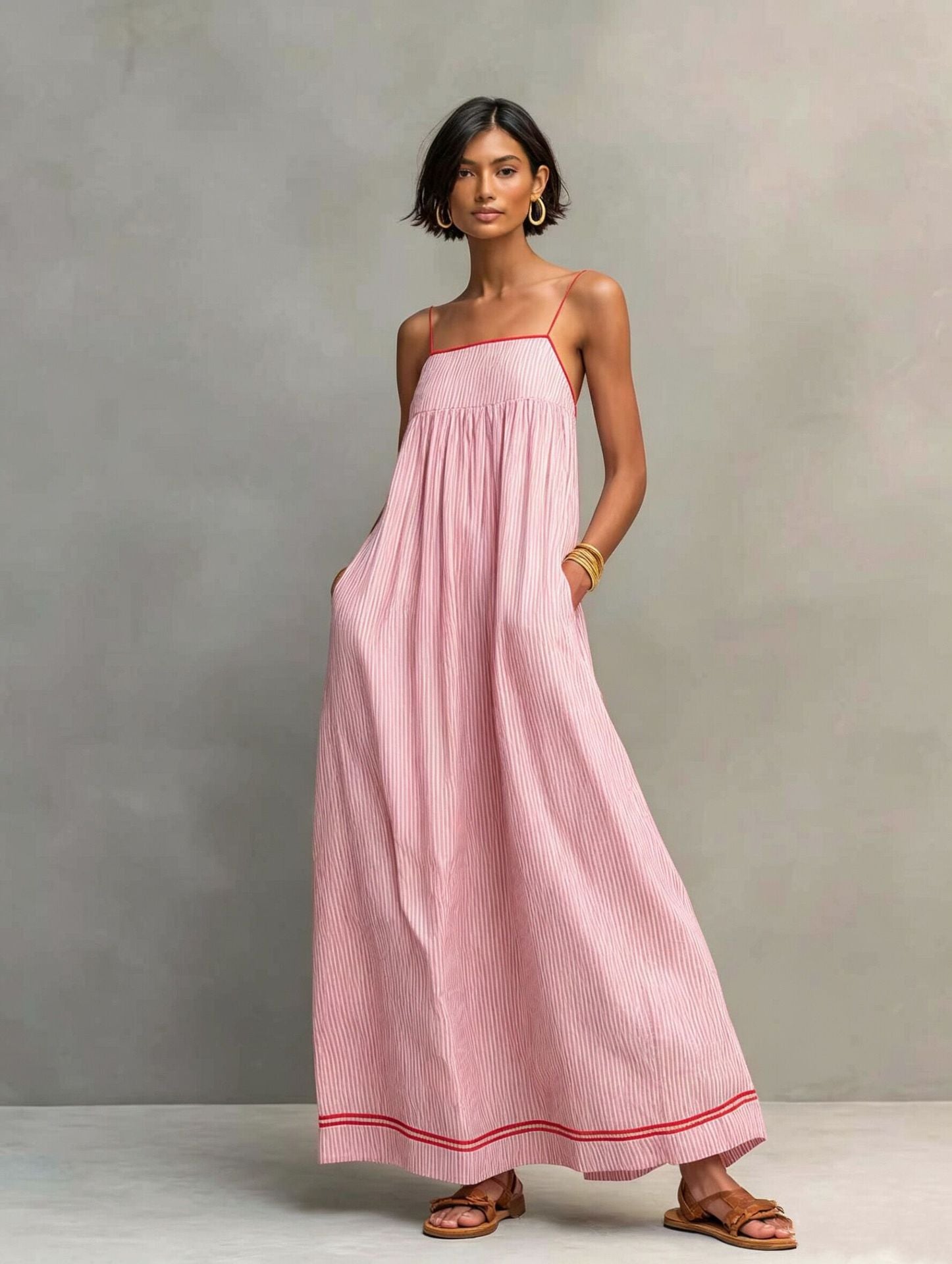 Vestido elegante longo sem mangas