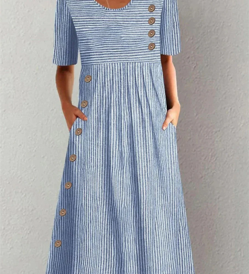 Marina - Vestido Midi Listrado Elegante