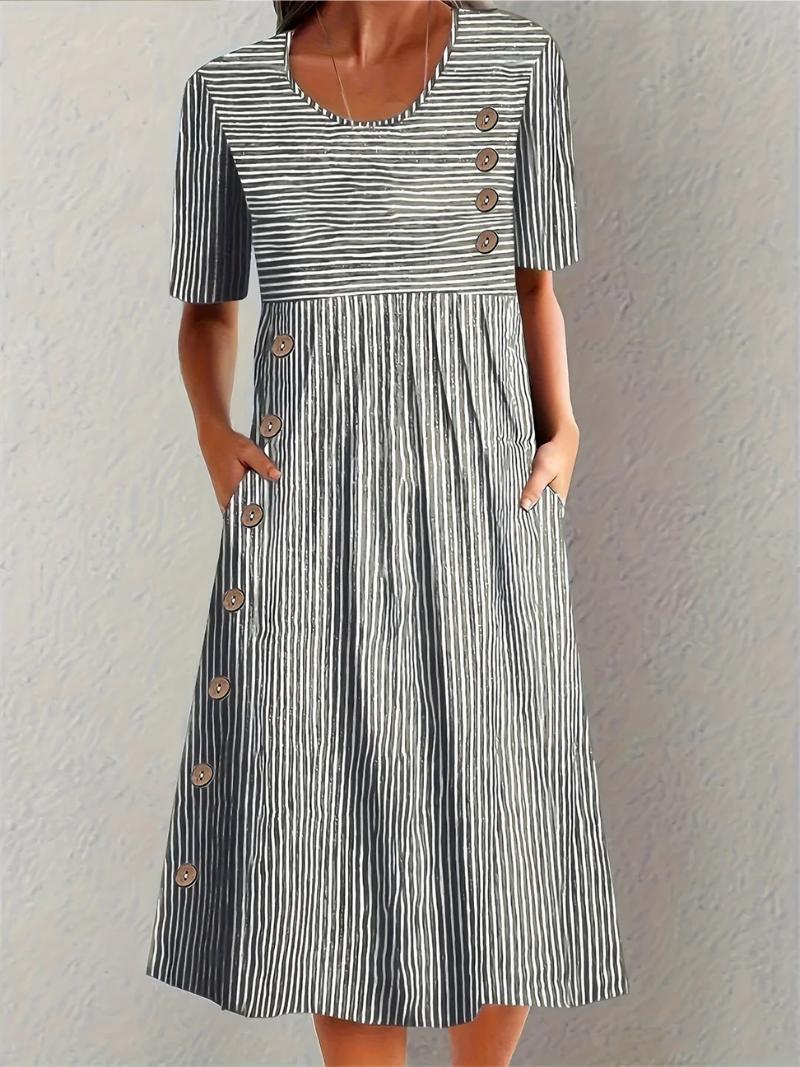 Marina - Vestido Midi Listrado Elegante