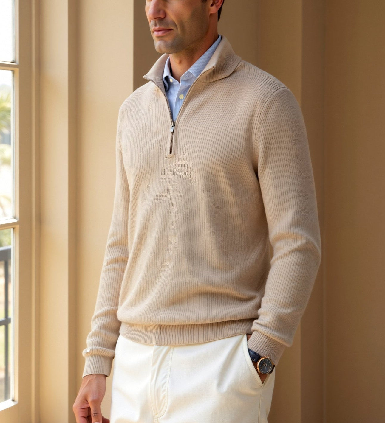 Sweater de Gola Alta com Zíper