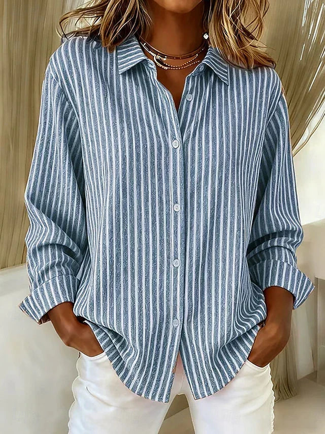 Jimena | Camisa às Riscas com Botões - 1