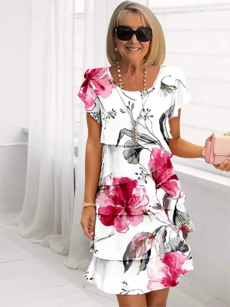 Éliane – Vestido elegante fluido com volantes
