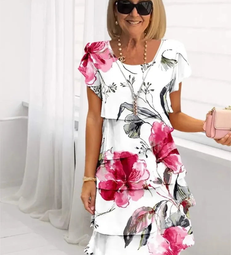 Éliane – Vestido elegante fluido com volantes