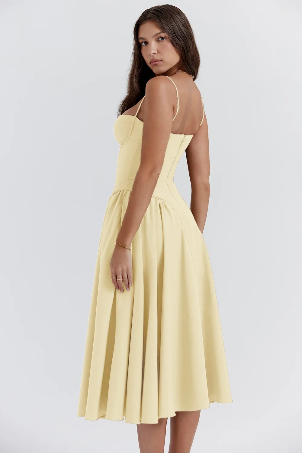 Sigrid | Vestido bustier sem mangas comprimento midi