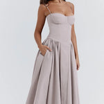 Sigrid | Vestido bustier sem mangas comprimento midi
