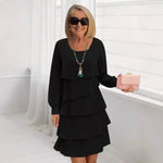 Madeleine – Vestido elegante fluido com volantes