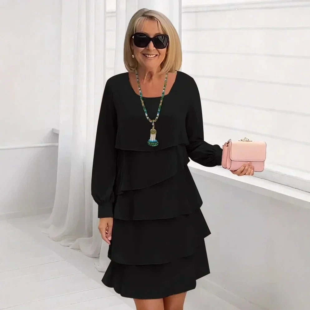 Madeleine – Vestido elegante fluido com volantes