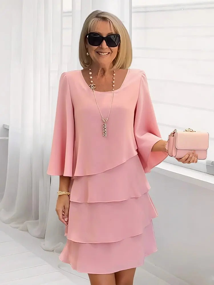 Élise – Vestido elegante fluido com volantes