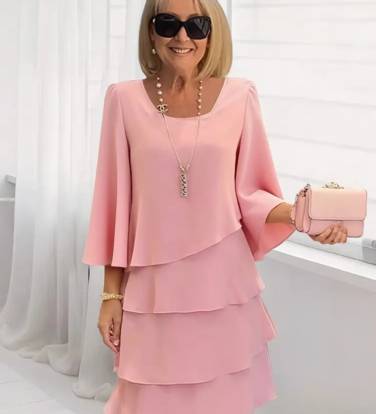 Élise – Vestido elegante fluido com volantes