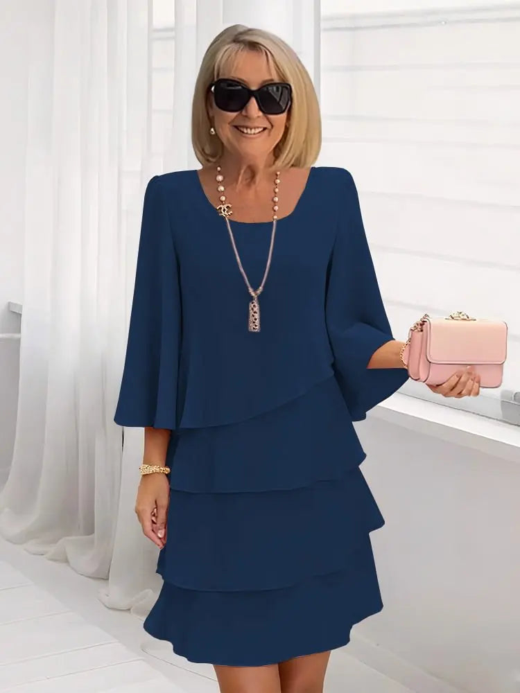 Élise – Vestido elegante fluido com volantes