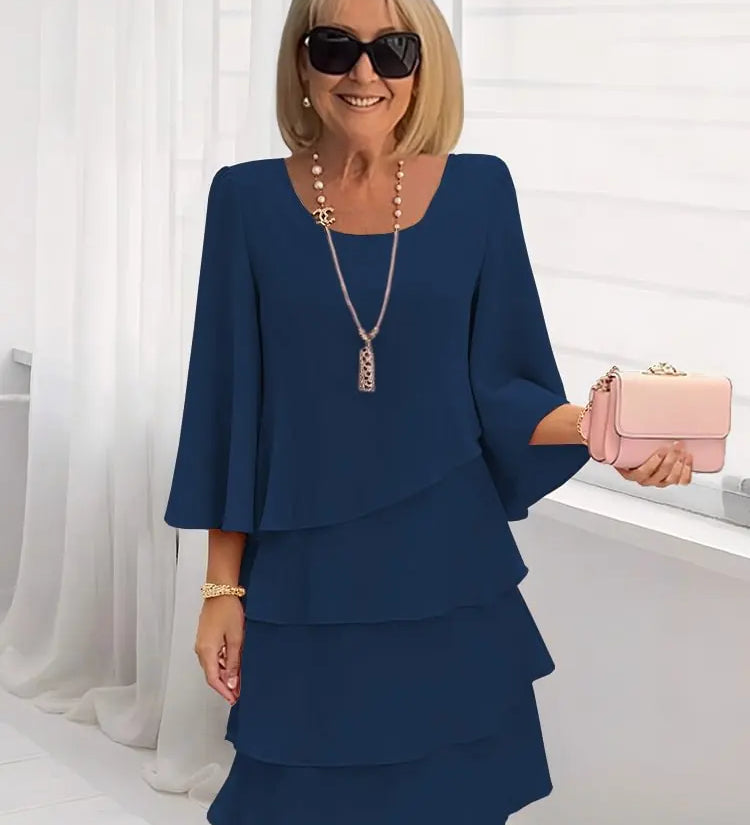 Élise – Vestido elegante fluido com volantes