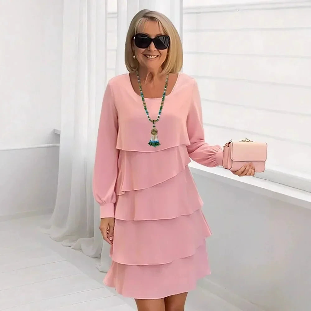Madeleine – Vestido elegante fluido com volantes