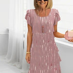 Isabelle – Vestido elegante fluido com volantes