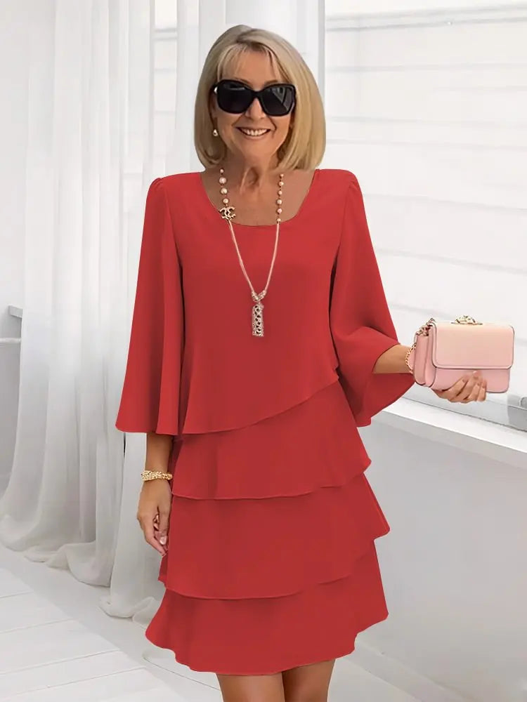 Élise – Vestido elegante fluido com volantes