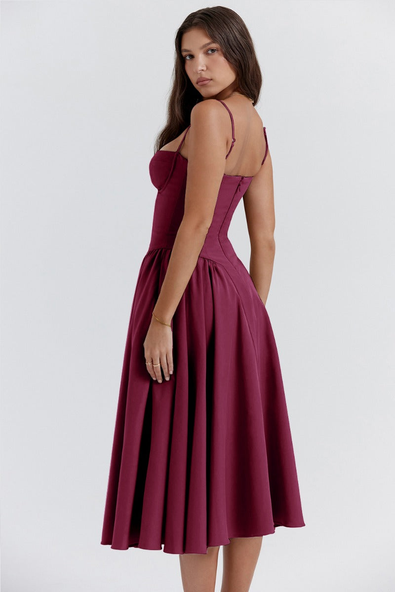 Sigrid | Vestido bustier sem mangas comprimento midi