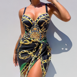 Valeria™ | fato de banho de uma peça com efeito push-up e saia de praia a condizer