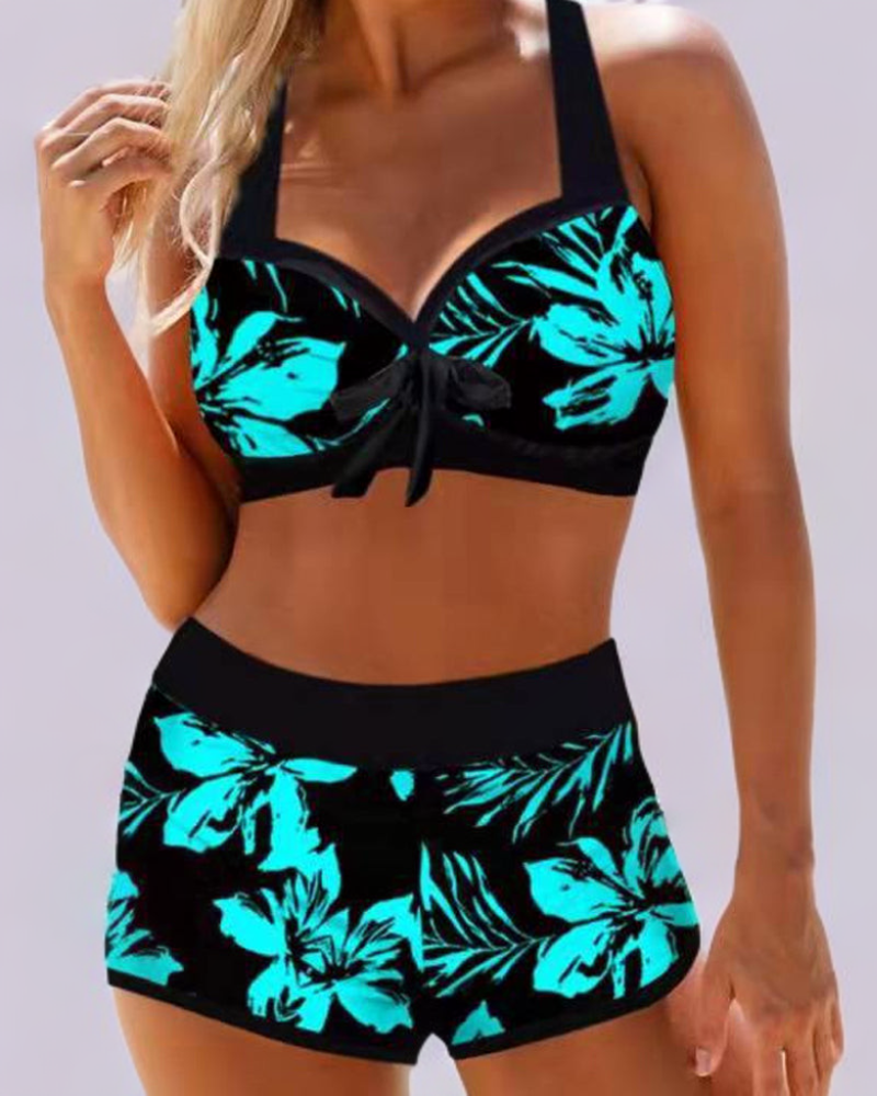 Sherrie - Fato de banho de cintura alta com estampado floral