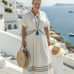 Romane | Vestido midi de mangas curtas e decote em V