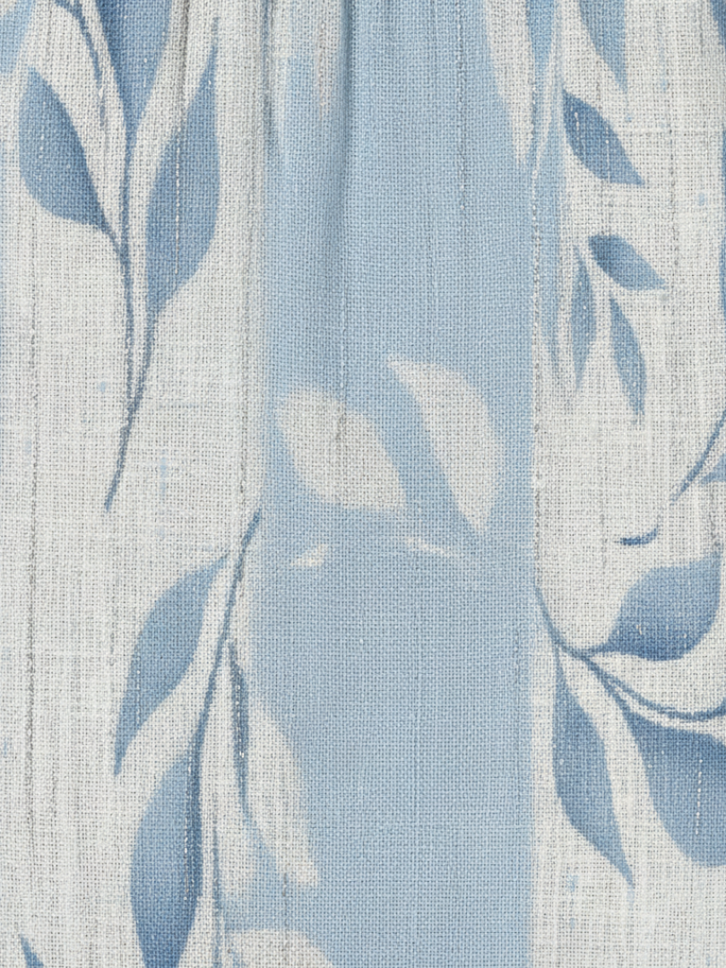 Mireille | Vestido midi sem mangas com padrões de folhas azuis