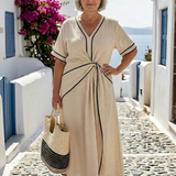 Auriane | Vestido midi com decote em V e cintura franzida