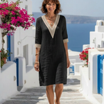 Delphine | Vestido midi com mangas três quartos em V