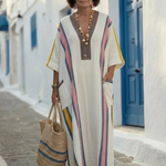 Madeleine | Vestido maxi com mangas de comprimento médio e decote em V