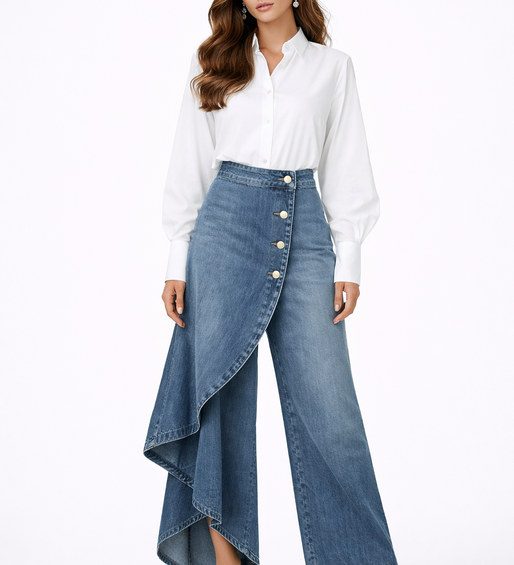 Silvia | Saia Calça com Design Assimétrico e Botões