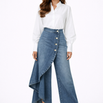 Silvia | Saia Calça com Design Assimétrico e Botões
