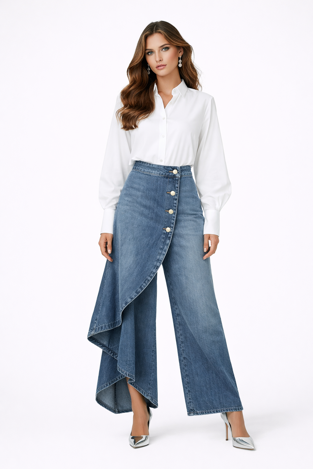 Silvia | Saia Calça com Design Assimétrico e Botões