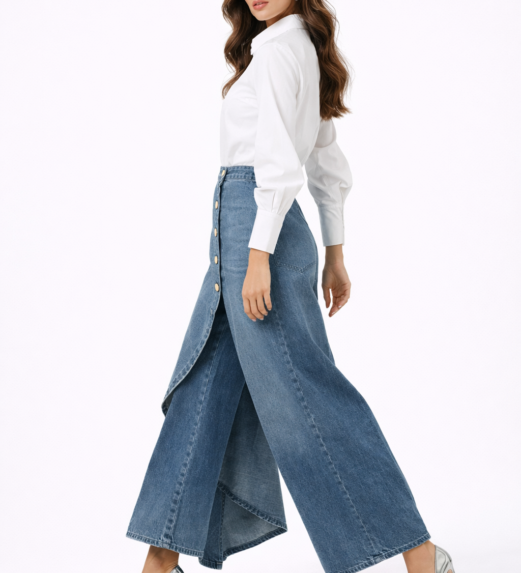 Silvia | Saia Calça com Design Assimétrico e Botões