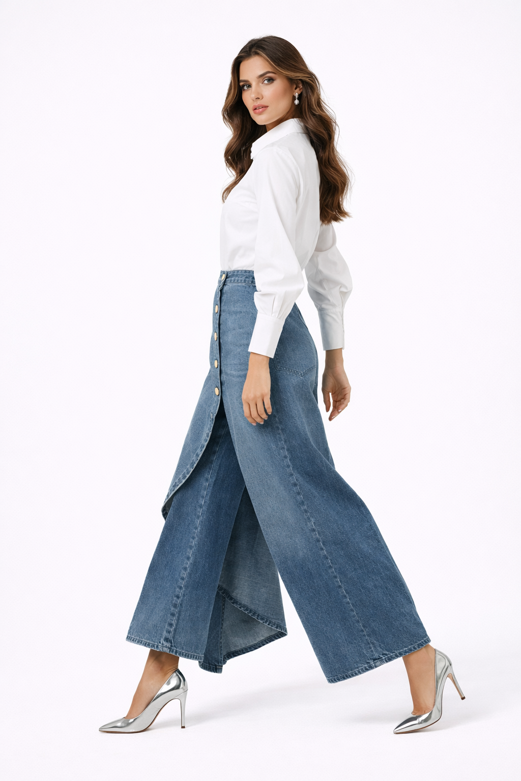 Silvia | Saia Calça com Design Assimétrico e Botões