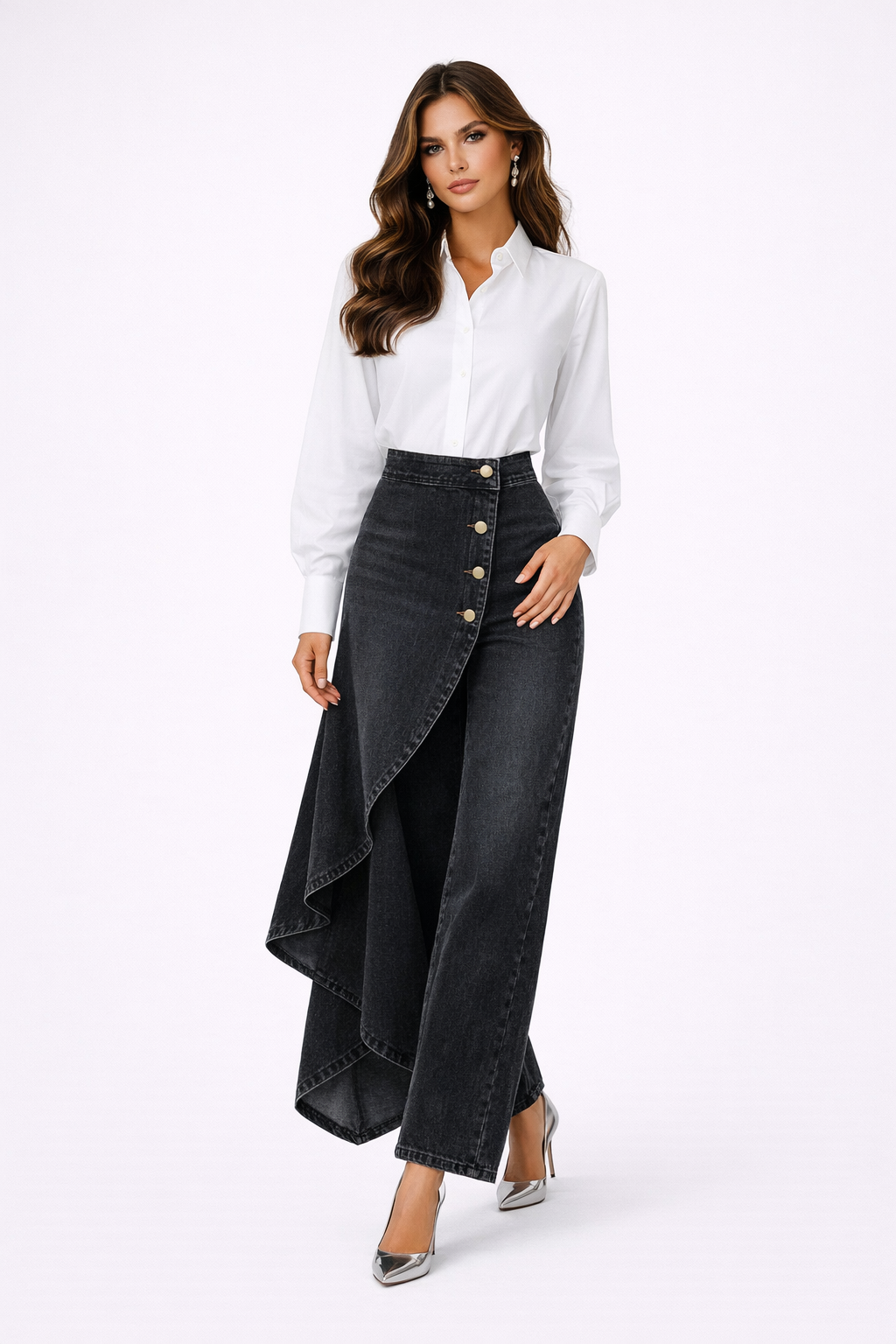 Silvia | Saia Calça com Design Assimétrico e Botões