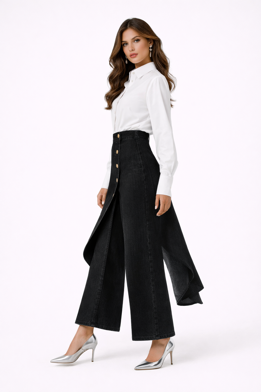 Silvia | Saia Calça com Design Assimétrico e Botões