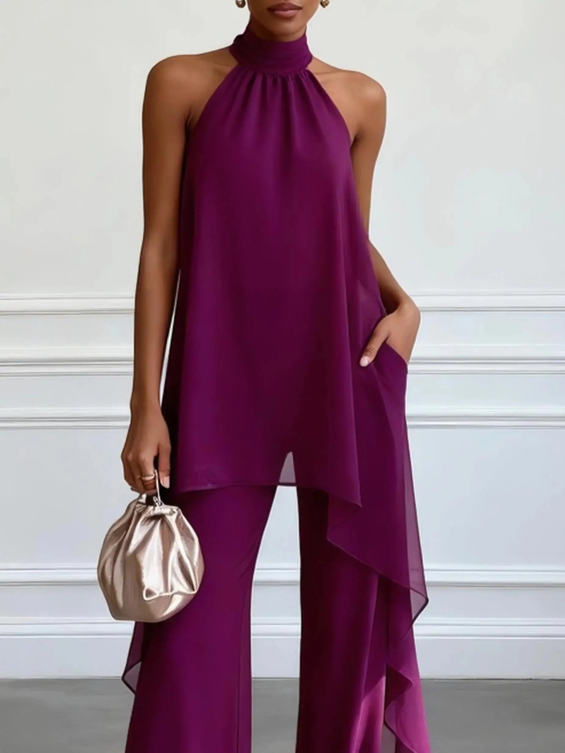 Viola | Conjunto Elegante Halter com Calças