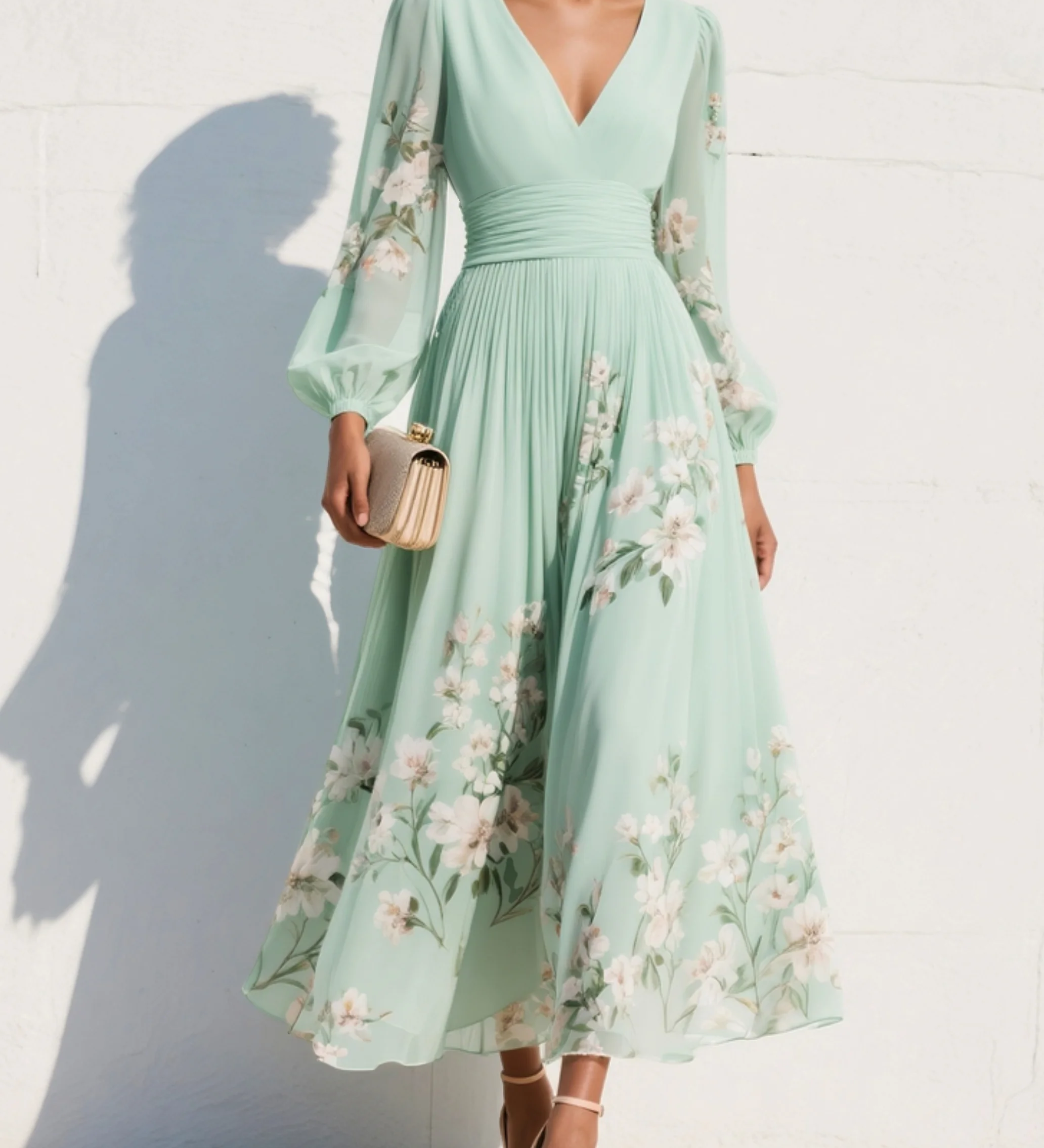 Aurelia | Vestido midi com decote em V