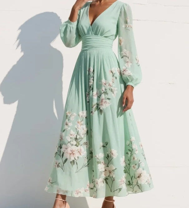 Aurelia | Vestido midi com decote em V