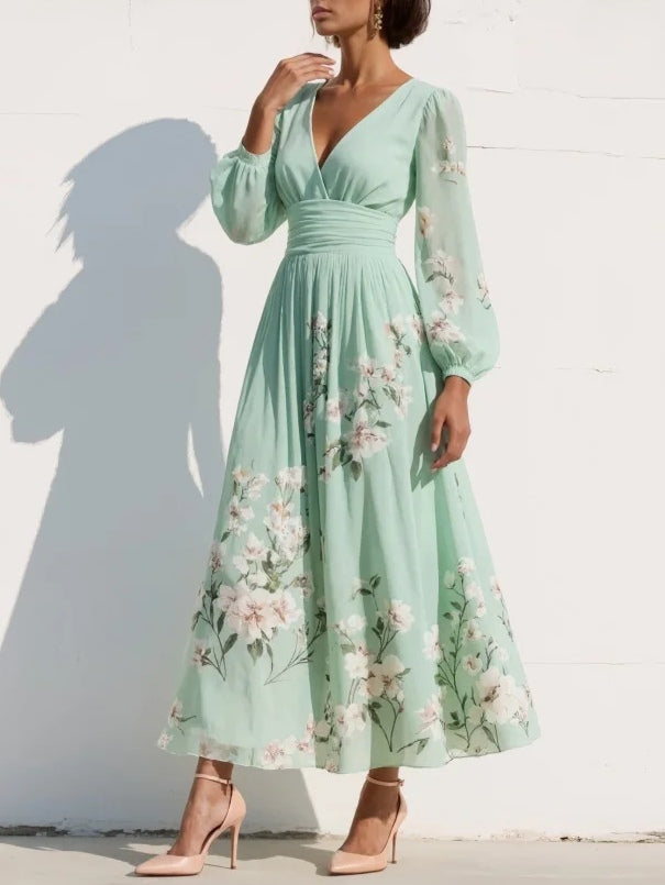 Aurelia | Vestido midi com decote em V