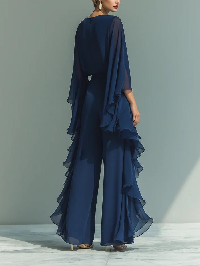Aurora | Conjunto Elegante em Chiffon com Folhos