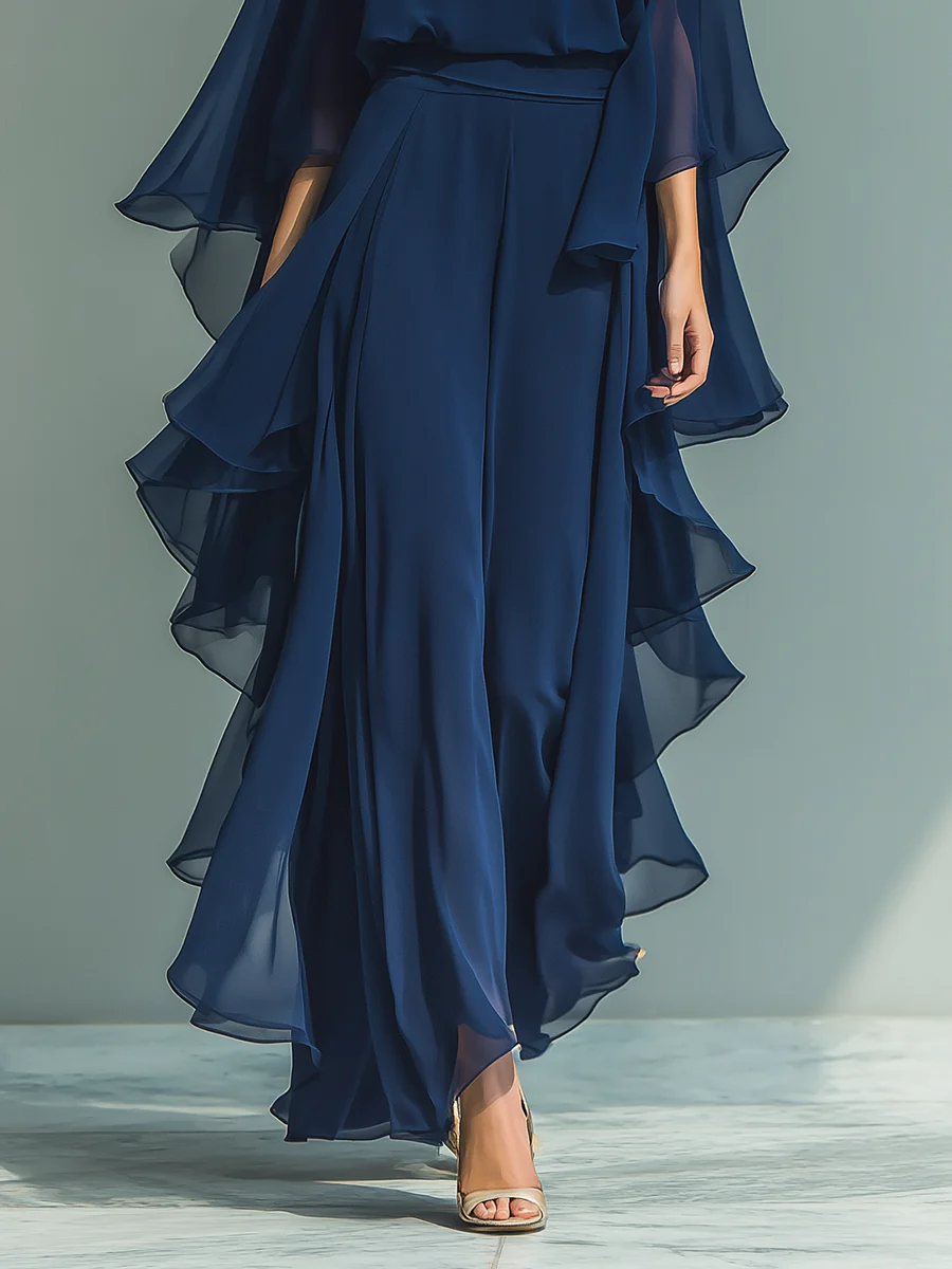 Aurora | Conjunto Elegante em Chiffon com Folhos