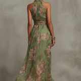 Livia | Vestido Maxi Halter Elegante com Flores