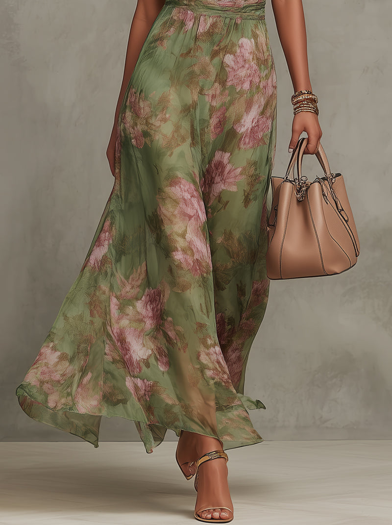 Livia | Vestido Maxi Halter Elegante com Flores