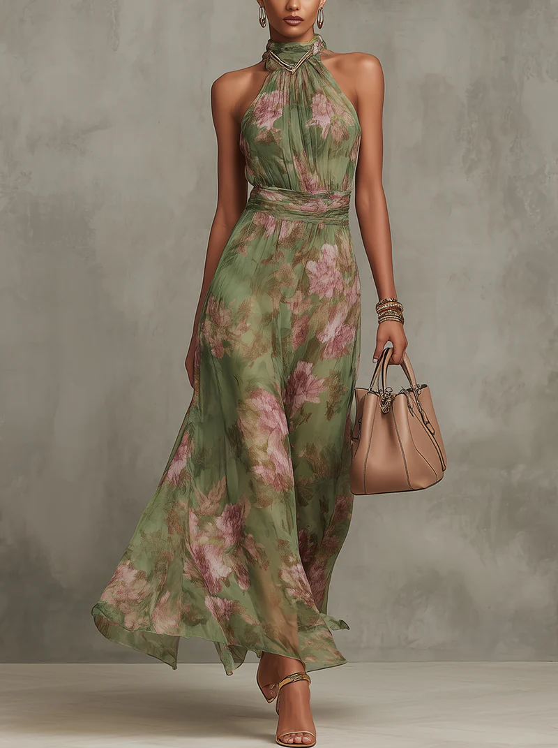Livia - Elegante Maxivestido com Padrão Floral