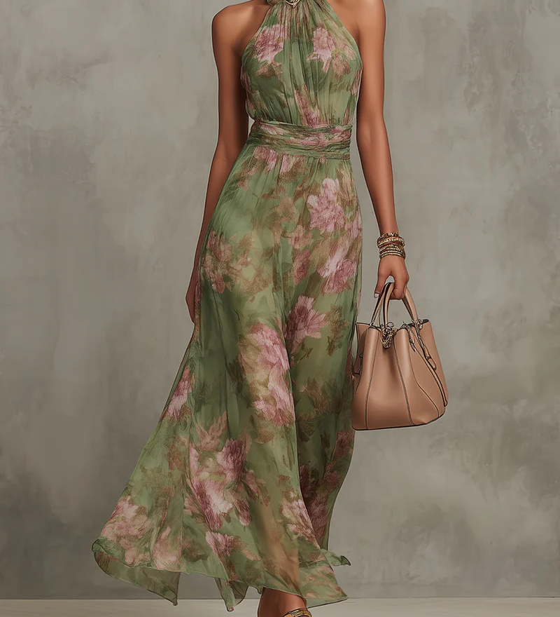 Livia - Elegante Maxivestido com Padrão Floral